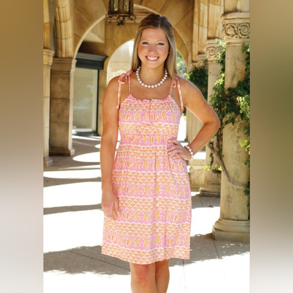 🌙🫰🏼 Angela Moore Kristen Dress In Mandalay Bay Pink Orange